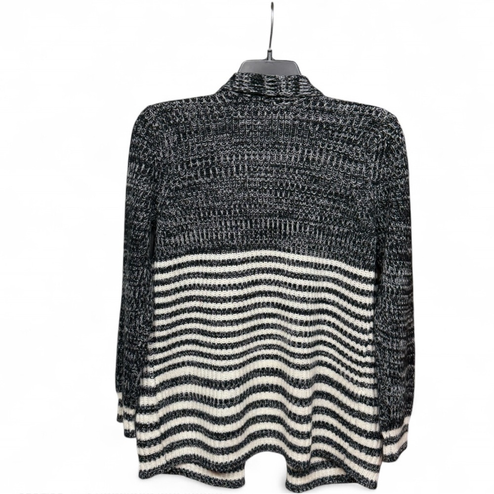 Jason Maxwell Black & White Striped Open Front Cardigan - Size Large - Cozy Knit - Picture 7 of 7